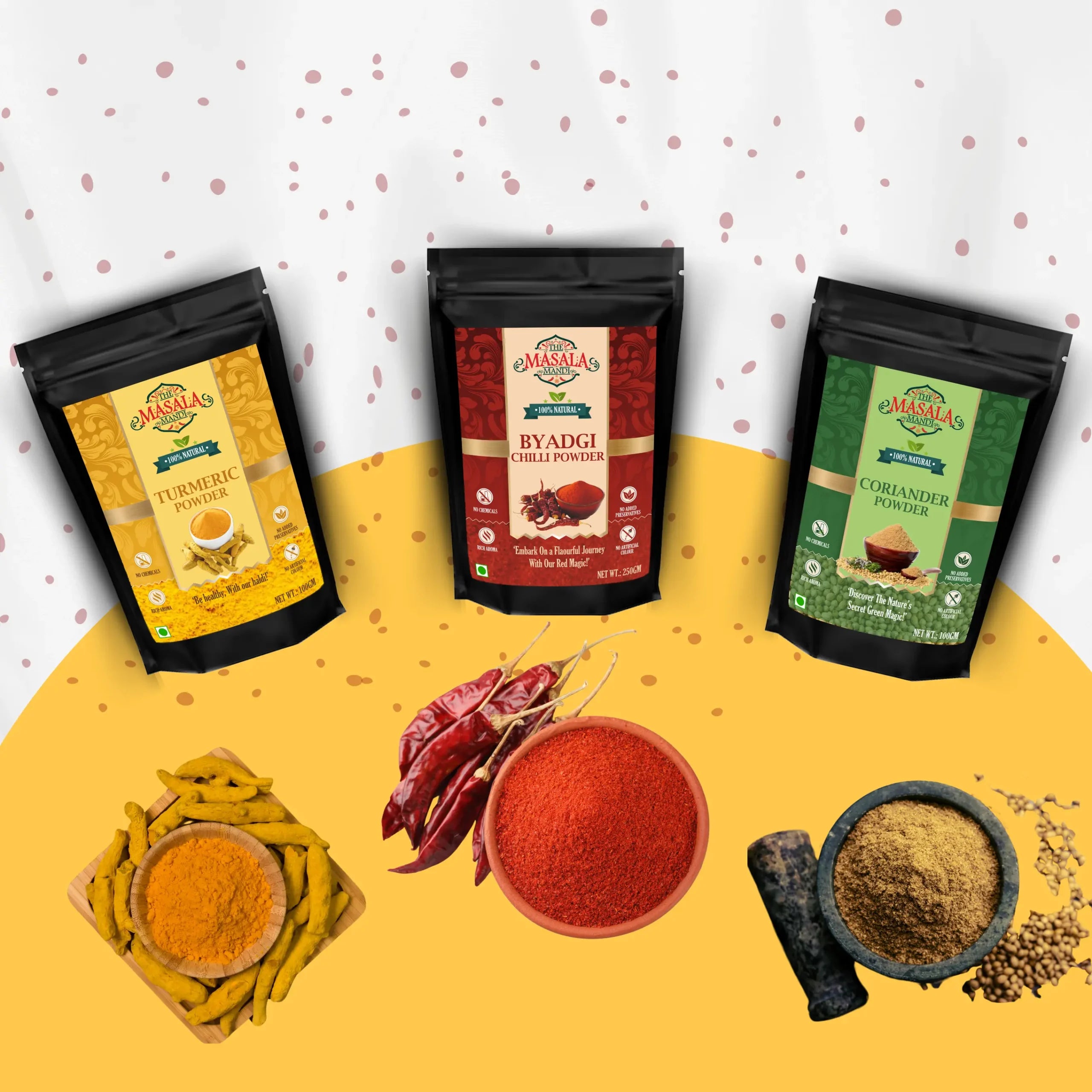 The Classic Trio: Salem Turmeric, Byadgi Chilli & Indore Coriander in One Iconic Trio. Secondary image